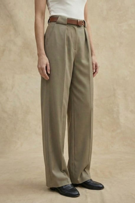 Hoge Taille Plissé Brede Pijpen Broek - Image 3