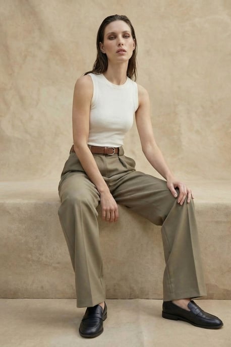 Hoge Taille Plissé Brede Pijpen Broek - Image 5