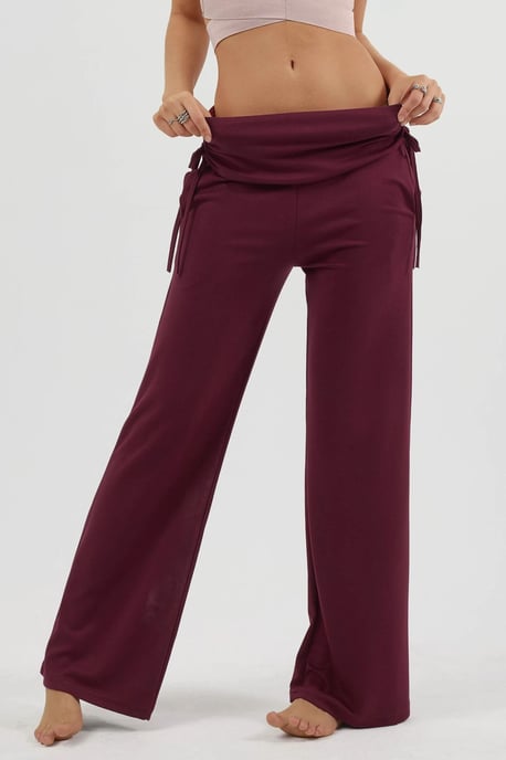 Modal Touch Hoge Taille Brede Pijpenbroek met Rimpeldetail - Image 1