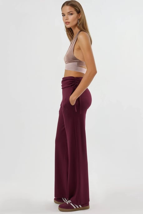 Modal Touch Hoge Taille Brede Pijpenbroek met Rimpeldetail - Image 4