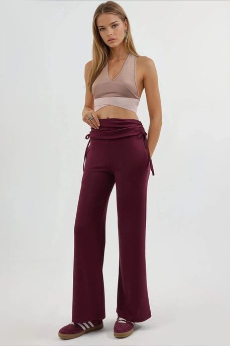 Modal Touch Hoge Taille Brede Pijpenbroek met Rimpeldetail - Image 6