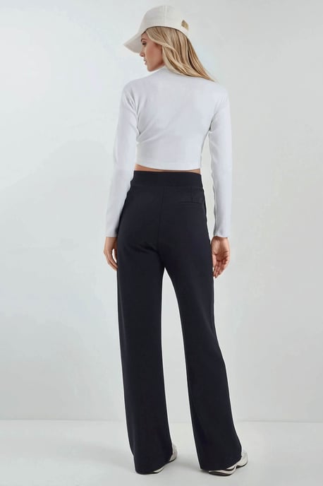 High Waist Elastic Crepe Palazzo Pants - Image 6