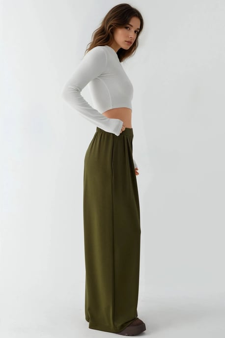 Zachte Touch Geplooide Wijde Pantalons - Image 3