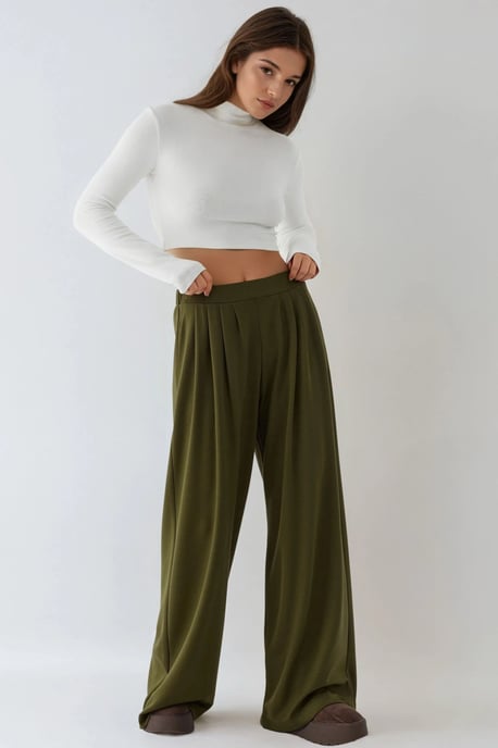 Zachte Touch Geplooide Wijde Pantalons - Image 5