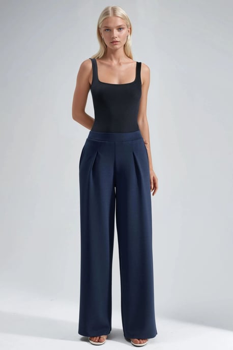 Elastic Waist Pleated Palazzo Pants - Image 5