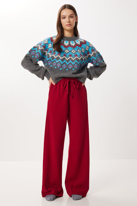 Wide Leg Jogger Pants with Drawstring Closure - Image 1