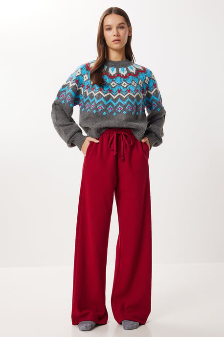 Wide Leg Jogger Pants with Drawstring Closure - Image 2
