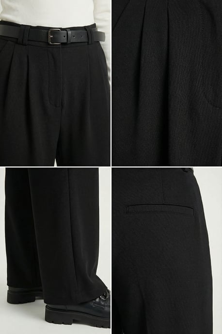 Hoge taille wijde broek met gesp - Image 4