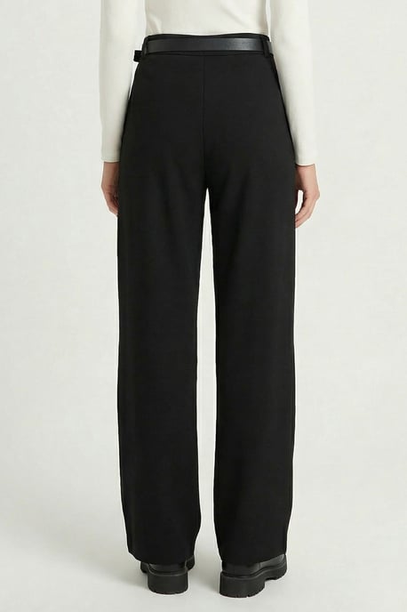 Hoge taille wijde broek met gesp - Image 5