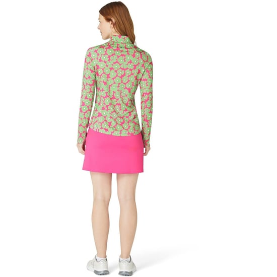 Women's Callaway Floral Print Zip Neck Long Sleeve Athletic Top in Cheeky Pink - Image 3