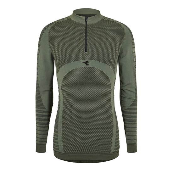 Men's Diadora 1 2 Zip Ls T-Shirt Adv Verde Ti in Green - Image 1