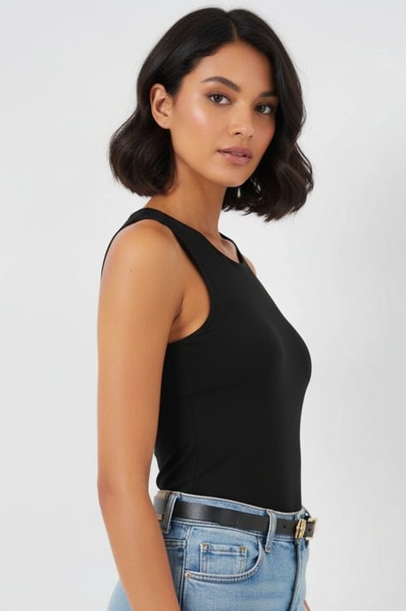 Strak Passend Mouwloos Shirtbodysuit met Drukknoopsluiting - Image 2