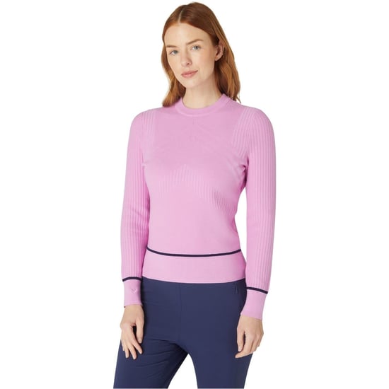 Women's Callaway Crew Neck Ribbed Collar Long Sleeve Sweater in Orchid - Image 2