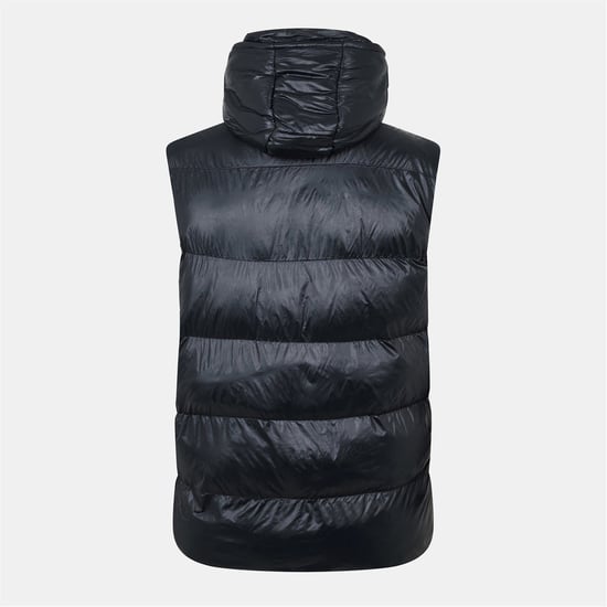 Men's Born Rich Hooded Snap Button Gilet with Zipped Pocket and Logo Badge in Black - Image 2