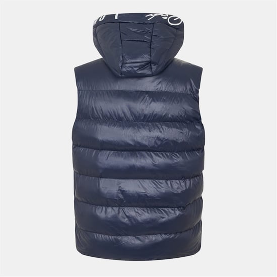 Men's Born Rich Karns Hooded Drawstring Zipped Pocket Puffer Coat in Dark Navy - Image 2