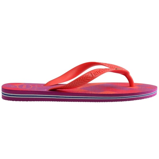 Women's Havaianas Hav. Brasil Fresh Black Black Leaf Flip Flops in Rose Gum - Image 1