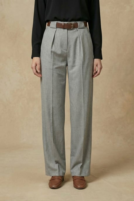 Hoge Taille Plissé Brede Pijpen Broek - Image 2