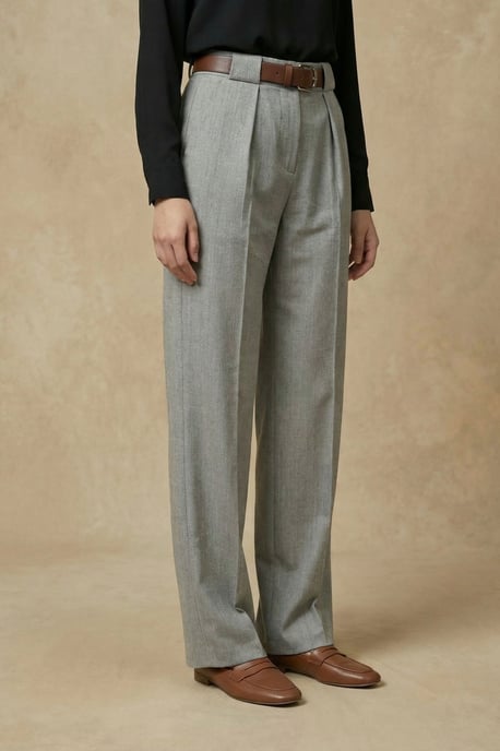 Hoge Taille Plissé Brede Pijpen Broek - Image 3