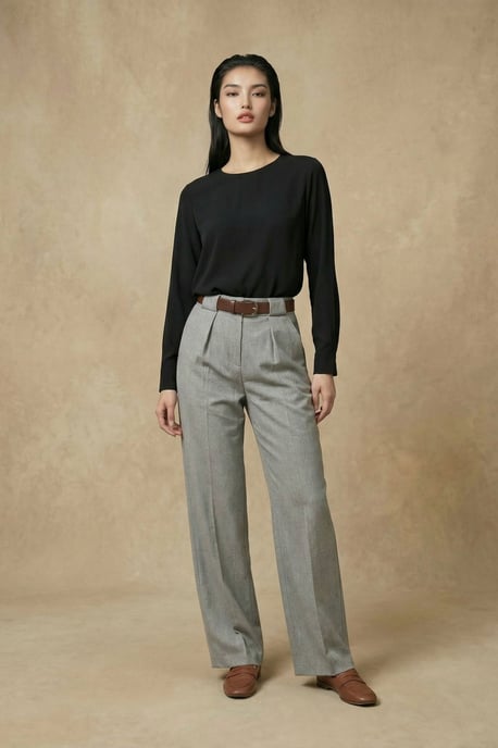 Hoge Taille Plissé Brede Pijpen Broek - Image 5