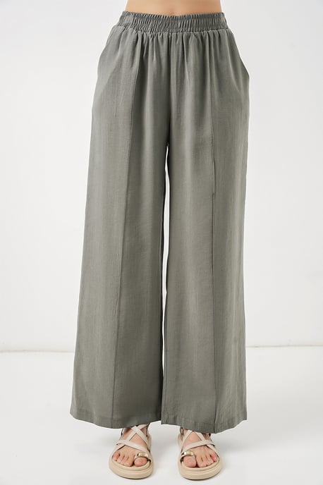 Brede Pijpen Broek met Elastische Taille - Image 2