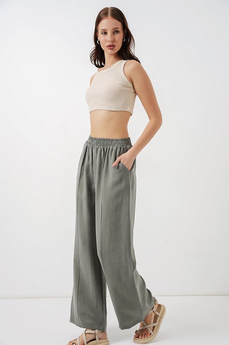 Brede Pijpen Broek met Elastische Taille - Image 3