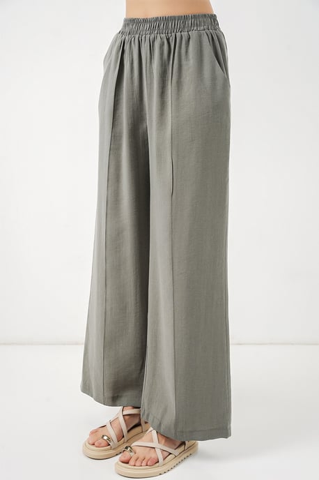 Brede Pijpen Broek met Elastische Taille - Image 4