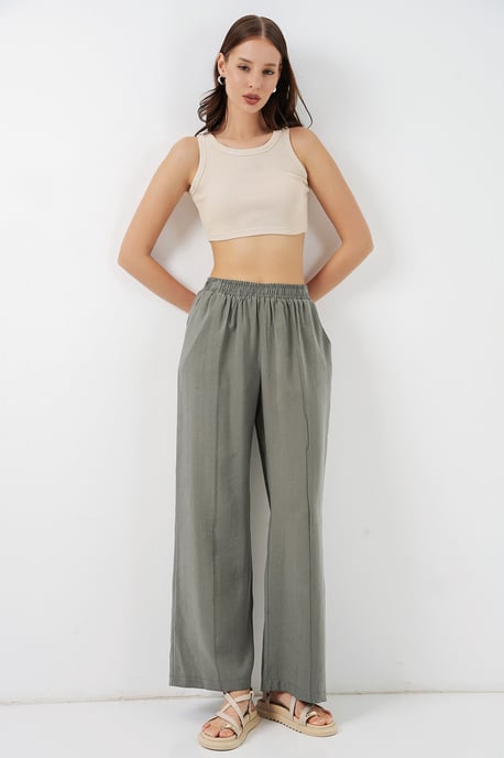 Brede Pijpen Broek met Elastische Taille - Image 5