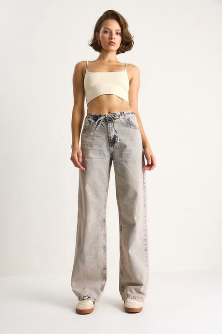 Hög midja raka jeansbyxor - Image 2