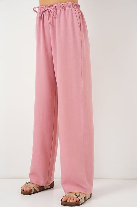 Wide Leg Relaxed Pants with Drawstring - Image 2