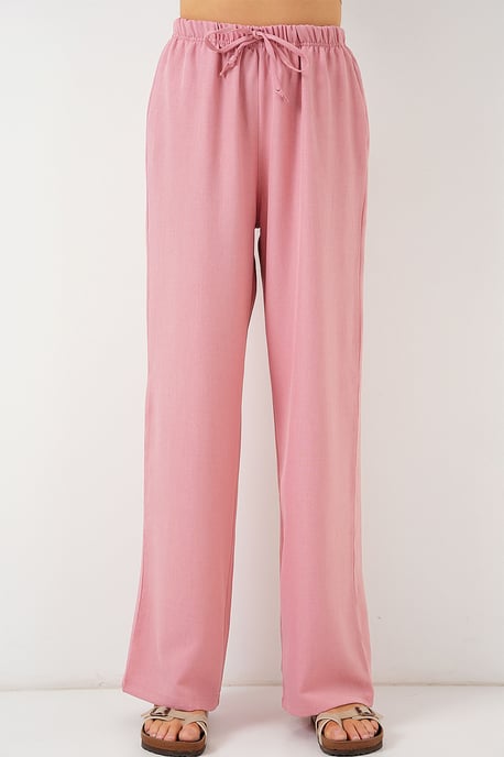 Wide Leg Relaxed Pants with Drawstring - Image 4