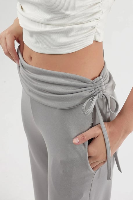 Modal Touch Hoge Taille Wijde Pantalon met Gathered Detail - Image 5