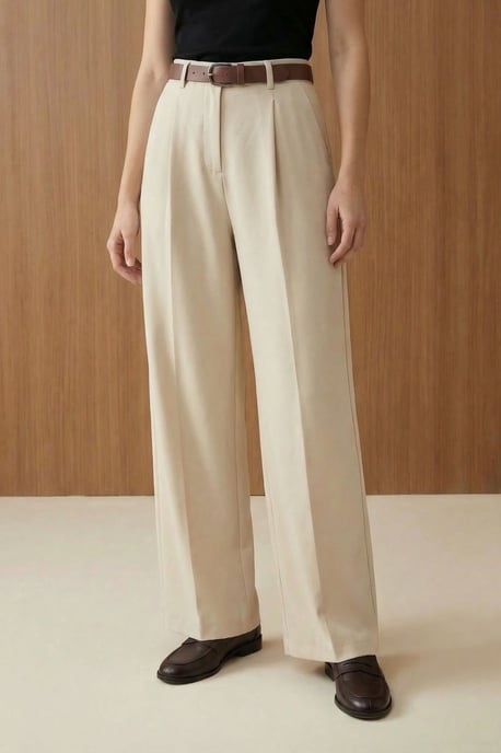 Hoge Taille Plissé Brede Pijpen Broek - Image 2