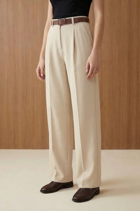 Hoge Taille Plissé Brede Pijpen Broek - Image 3