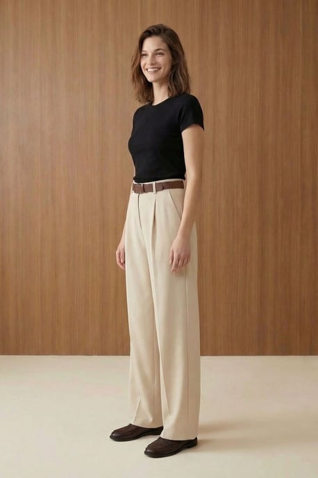 Hoge Taille Plissé Brede Pijpen Broek - Image 5