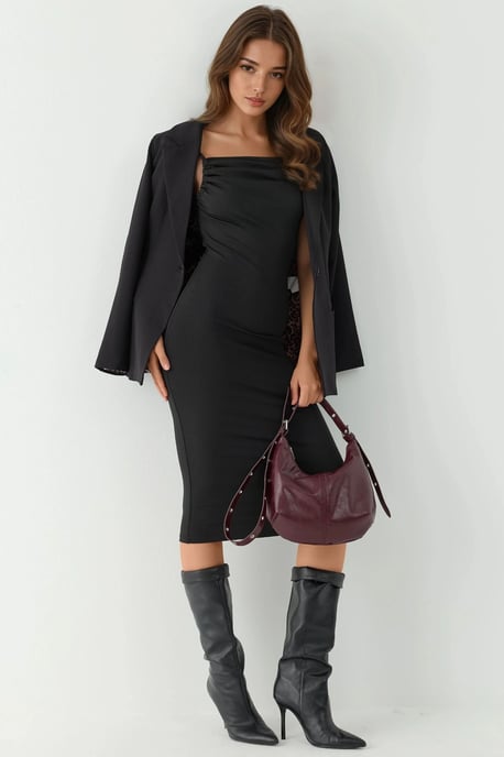 Cowl Neck Bodycon Midiklänning - Image 2