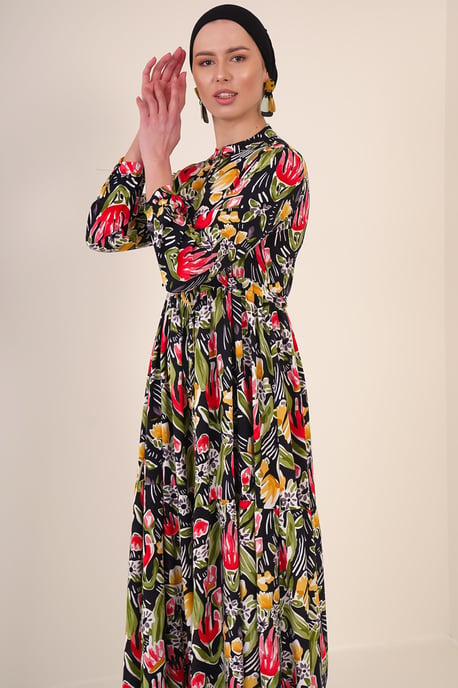 Maxi-jurk met patroon en knoopsluiting - Image 2