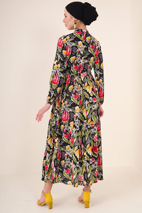 Maxi-jurk met patroon en knoopsluiting - Image 3