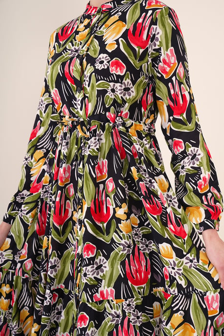 Maxi-jurk met patroon en knoopsluiting - Image 4
