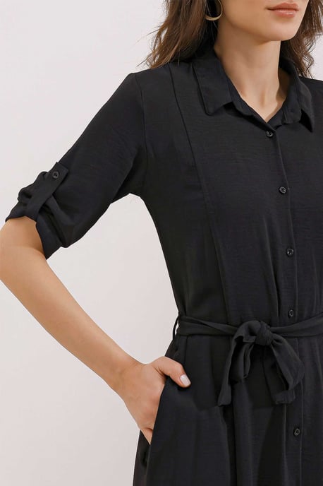 Textured Midi-jurk met Strik - Image 3