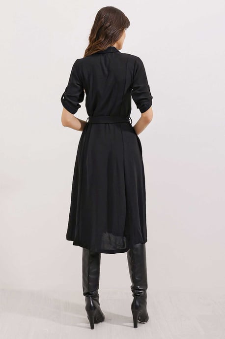 Textured Midi-jurk met Strik - Image 4