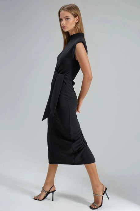 Kraage-detail Midi-jurk met Strik - Image 2