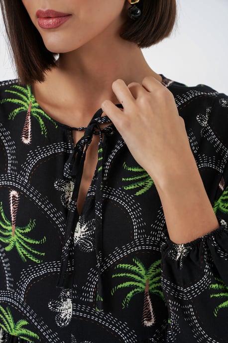 Tropical Tryckt Maxiklänning med Knäppning - Image 5