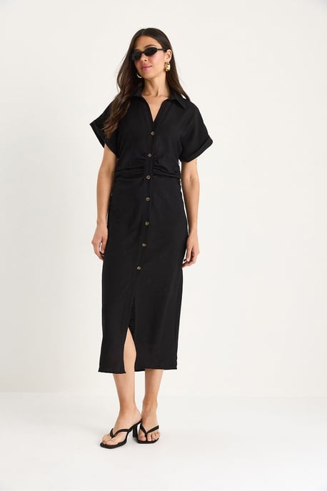 V-hals Midi-jurk met knoopsluiting - Image 2