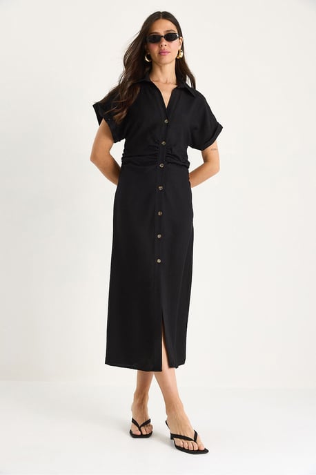 V-hals Midi-jurk met knoopsluiting - Image 3