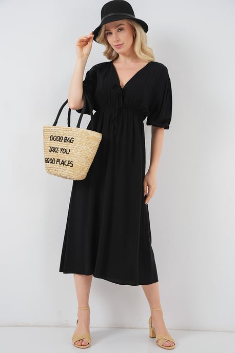 A-Form Fit Midi-jurk met V-hals en binddetail - Image 1