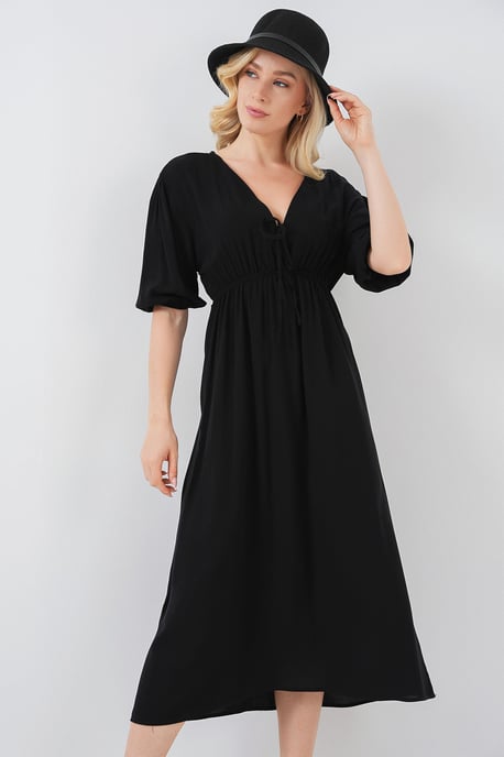 A-Form Fit Midi-jurk met V-hals en binddetail - Image 2