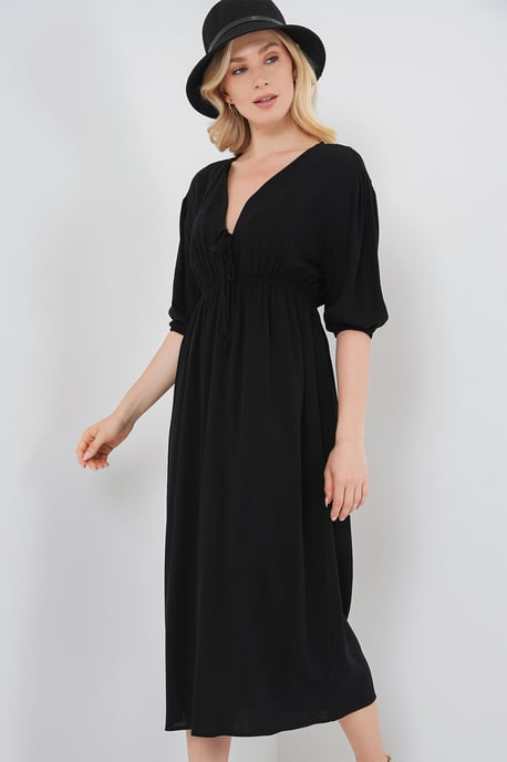 A-Form Fit Midi-jurk met V-hals en binddetail - Image 4