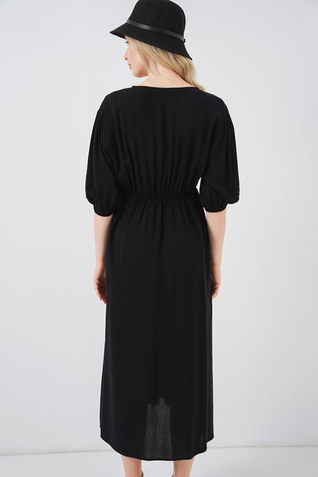 A-Form Fit Midi-jurk met V-hals en binddetail - Image 6