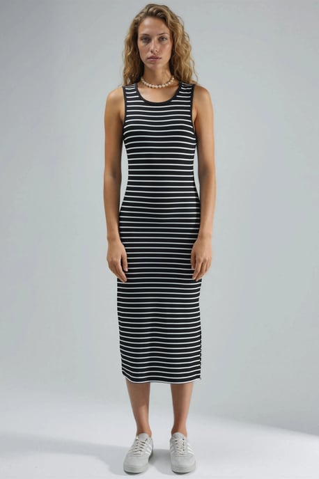 Gestreepte U-Hals Bodycon Midi Jurk - Image 6