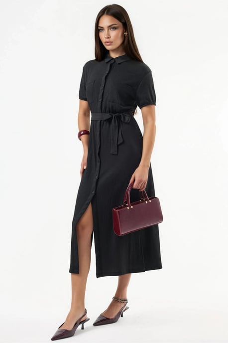 Geveste Midi Overhemdjurk - Image 1